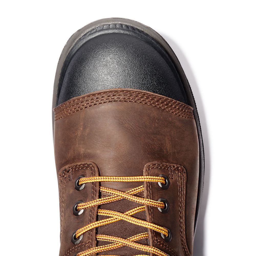 Timberland Μποτακια Εργασίας Ανδρικα Καφε/Μαυρα - Pro® Helix Hd 8\" Soft Toe - Greece 6543291-IH